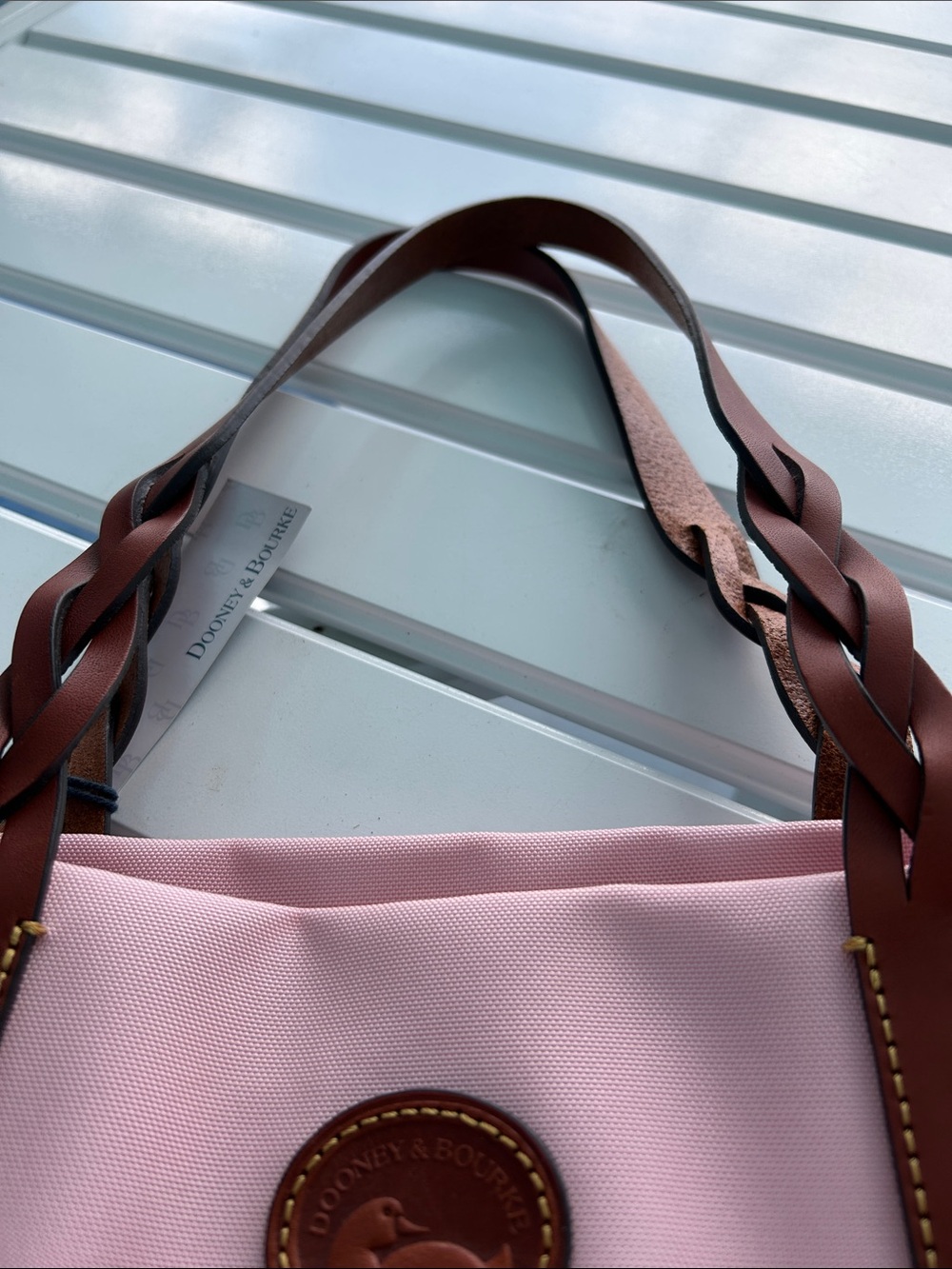Dooney & Bourke Light Pink Tote with Brown Leather Trim - Picture 6 of 9
